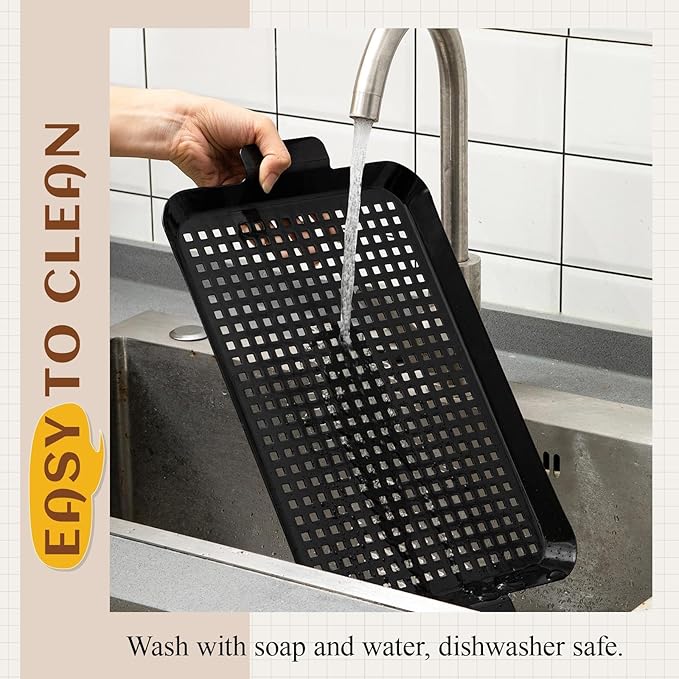 3 Pack Grill Tray for Outdoor Grill Stainless Steel Nonstick Grilling Baskets with Holes and Handles Heavy Duty Perforated Grilling Tray Barbecue Accessories for Vegetable, 2 Size