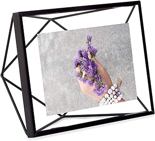 Umbra Prisma 4x6 Picture Frame, Metal Floating Wall or Desk Photo Display for Pictures, Art, Illustrations, and More, Black
