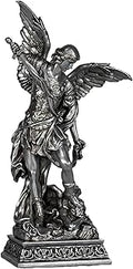 BC Catholic St. Michael Statue, 7.5" H Archangel Figure, Indoor Statue,Patron of Exorcism & Spiritual Defense, Classical Florentine Art Sculpture Handpainted in Sliver by Buildclassic