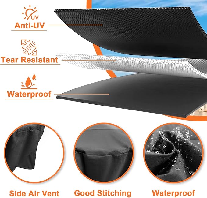 Heater Cover for Cuisinart COH-500 Portable Tabletop Heater, Replacement for Cuisinart CHC-501 Tabletop Patio Heater Cover, Durable 600D Waterproof Snowproof Rip-Resistant Polyester
