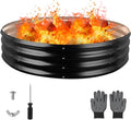 Raynesys 60 Inch Round Galvanized Fire Pit Ring, Round Galvanized Fire Ring, 5 Feet Diameter Round fire Pit, Outdoor fire Pit for Backyard, Camping, Bonfire, Black