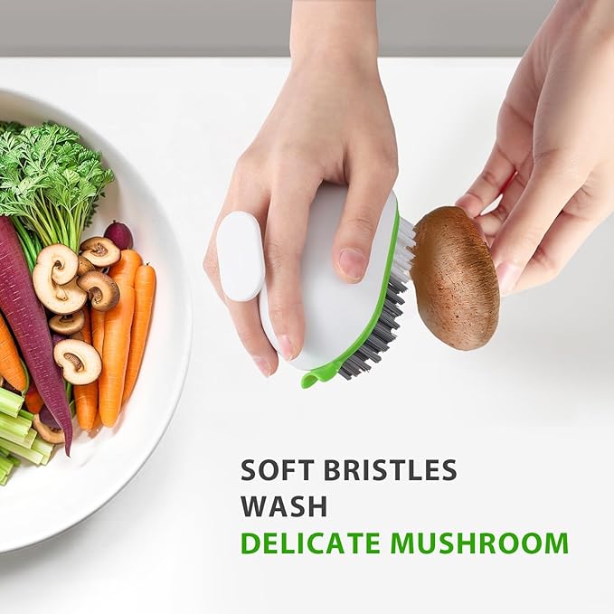 Lumkew Vegetable Brush Scrubber Drainable,Potato Mushroom Scrubber Brushes Foods Veggie Fruit Washing Scrub Cleaner,White 1Pcs