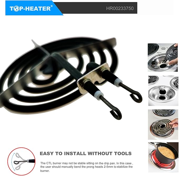 MP15YA(233750) Electric Range Burner Element Unit Set By TOP-HEATER,Fit MP22YA Electric Stove Burners For Whirlpool Norge Hardwick Kenmore Maytag,6 Inch,1Pack