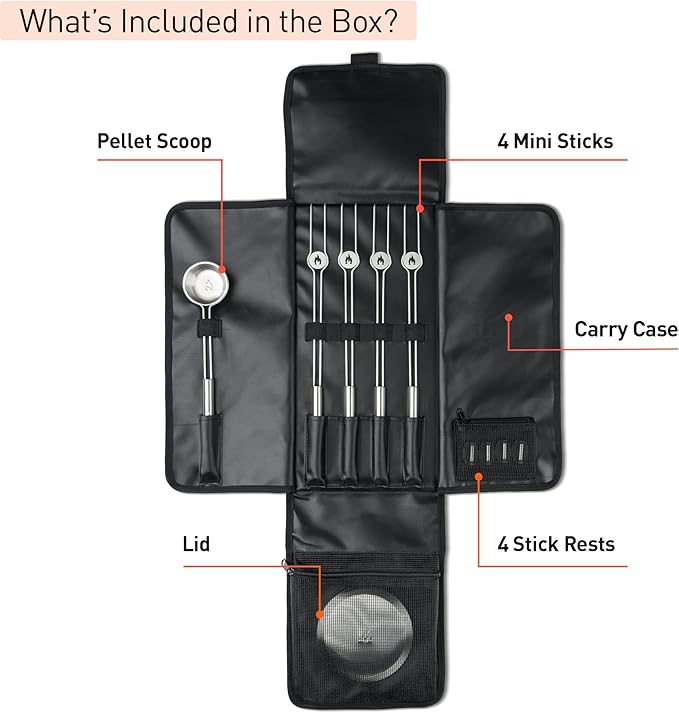 Solo Stove Mesa Accessory Pack | Incl. 4 Stainless Steel Mini Sticks + Stick Rests, Pellet Scoop, Mesa Lid, Carry Case, Accessories for Outdoor Fire Pit, 8.8 x 16 in, 2.2 lbs
