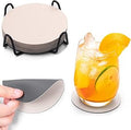Faux Leather Coasters with Holder, Dual Sided Sets of 12, Non-Slip Washable Coasters for Coffee Tabletop Protection (Gray White)