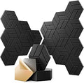 12Pcs Acoustic Panels with Self-adhesive, 12"X 10"X 0.4" Sound Proof Foam Panels for Walls, Hexagonal Soundproof Wall Panels High Density, Sound Panels for Home Studio Office (Black)