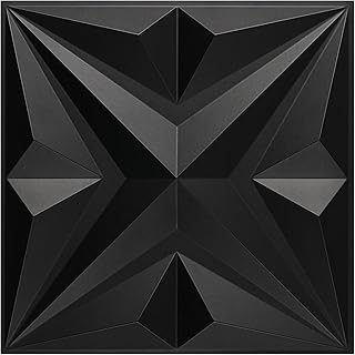 MIX3D Decorative 3D Wall Panels Star Textured PVC Wall Panels for Interior Wall Décor 19.7"x19.7" Black Pack of 12 Tiles Cover 32 Sq. Ft