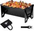 WILLBBQ Charcoal Grills Quality Portable Detachable Folding,Skewers Campfire Grill,Hibachi Backpacking BBQ Grill,Easy Portability For Outdoor Barbecues Camping Picnics Garden Party(15.8x8.5x7.5 inch)