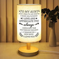Gifts for Aunt from Niece, Aunt Birthday Gifts Fabric Lamp,Retirement Birthday Gifts for Aunt Table Lamp with Wooden Stand Unique Auntie Gifts