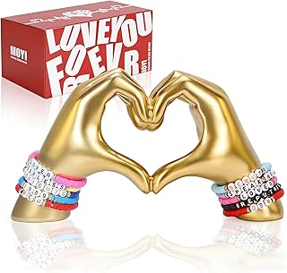 Large Gold Heart Hands Sculpture Home Decor,Fans Gift Merch for Music Lover,Gold Decor Accents for Shelf/Living Room/Bedroom /Coffee Table Decorations Wedding Birthday Gifts for Women Mom Girlfriend