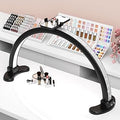 Large Half Moon LED Light for Table Nail Desk Lamp, Upgrade Arch Light for Nail Techs with Phone Stand Perfect for Nails Tech Manicure (Black)