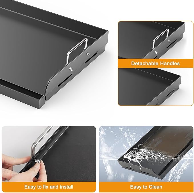 Griddle for Gas Grill, 25" x 16" Nonstick Coating Universal Griddle Flat Top Plate Insert for Gas Stove/Charcoal/Gas, Large Flat Top Griddle Plate for Camping, Tailgating, Parties