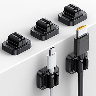 5Pack Cable Spring Holder Clips, Cord Organizer for Desk - Lamicall Adjustable Cord Wire Holder Keeper, Phone Charger Organizer Clips, Wire Cable Management for Nightstand Wall Car Office Desktop