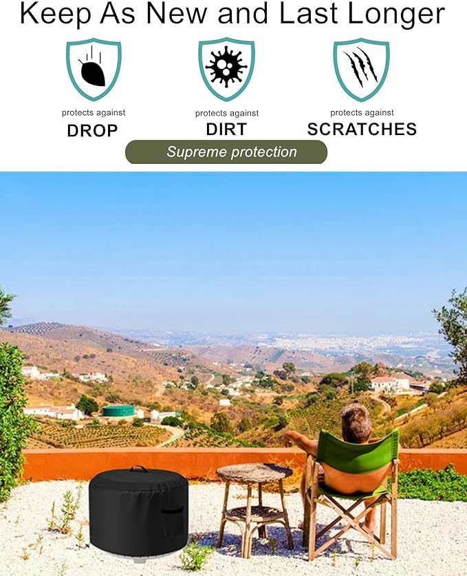 Round Smokeless Fire Pit Cover for Stove Bonfire, Falezern Stove Bonfire Shelter Cover Outdoor Waterproof, Dustproof and Windproof, Compatible with Solo Stove and more, 22"D X 16"H (M)