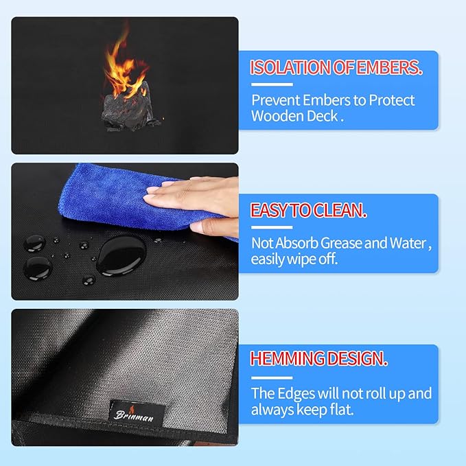 40" Fire Pit Mat for Solo Stove Bonfire, Round Fireproof Firpit Mats under Fire Pit,Camping Stove Mat for Solo Stove Accessories,under Grill Mat for Outdoor Grill,Deck Patio Protector BBQ Mat,Portable