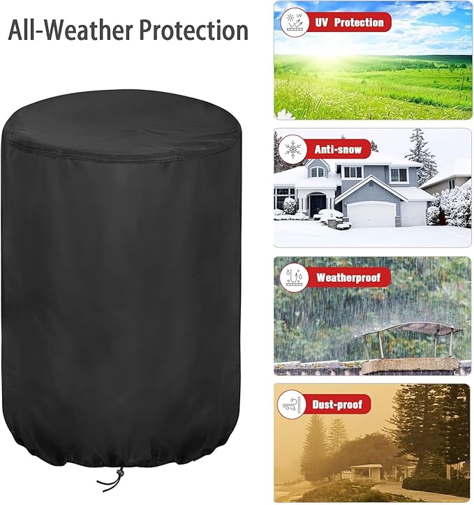 Outdoor Cooker Cover for ROVSUN 23" Concave Comal Set, Portable Waterproof Dustproof Turkey Fryer Cover for Discada Disc Cooker- 25.2”Dx31”H, Black