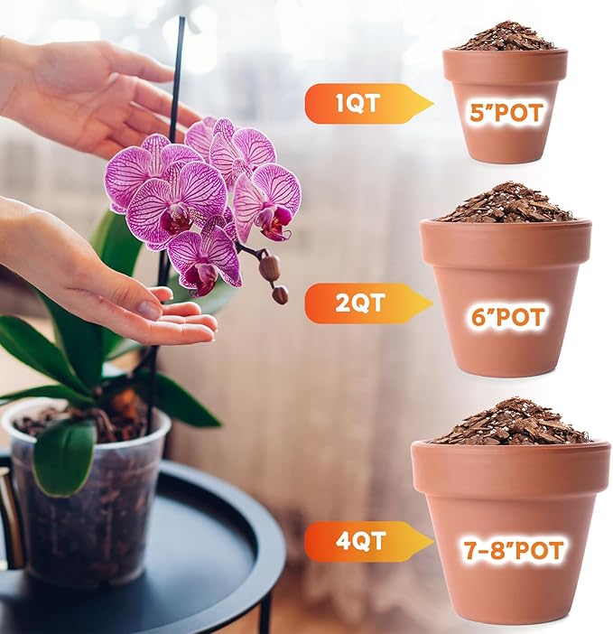 Orchid Potting Mix,Premium Orchid Bark Potting Mix for Repotting Blend with Pine Bark,Perlite,Coco Peat, Natural Ingredients for Indoor Potted Plant, Well Drainage and Ventilation 1QT