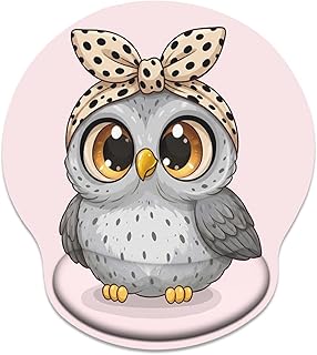Britimes Ergonomic Mouse Pad with Wrist Support Pink Cute Cartoon Owl Non-Slip Rubber Base Mousepad for Home Office Gaming Working Computers Laptop Easy Typing & Relief