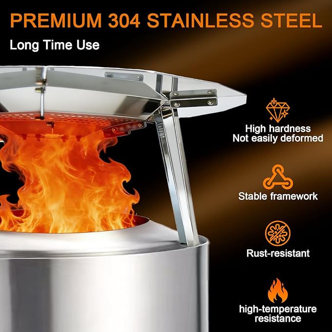 Heat Deflector for Solo Stove Bonfire 19.5", 304 Stainless Steel Heat Diffuser with Handles, Camping Accessory for Solo Stove Bonfire 1.0 & 2.0, Other 19.5" Fire Pits, Capture and Redirect Warmth