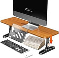 Wooden Monitor Stand Riser for Desk,Adjustable Height Monitor Shelf Riser with Phone Holder,Desk Storage Organizer Accessories,Wood Computer Screen Stands for Office,Home,Laptop,Printer,TV