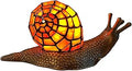 Bieye L10963 Land Snail Tiffany Style Stained Glass Accent Table Lamp for Home Decoration (Orange, 10" D x 5" W x 5" H)