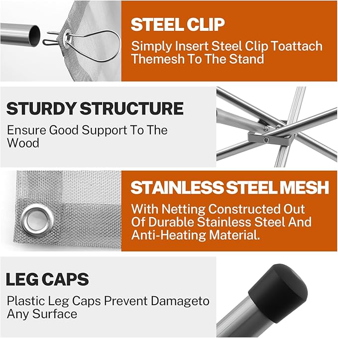 22 Inch Portable Fire Pit for Camping, Wire Mesh Fire Pit, Foldable Stainless Steel Mesh Fireplace for BBQ, Picnic, Heating, Bonfire