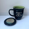 Man of Faith Ceramic Mug and Coaster Set of 1, Birthday, Christmas, and Father's Day Gift for Christian Men, 14 Ounce, by Abbey Gift