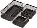 1InTheOffice Desk Baskets and Organizers Tray, Black Mesh Tray, Black Wire Mesh, 3-Compartment Stackable