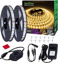 40ft Warm White Led Strip Lights, Flexible 3000k Dimmable Super Bright 12V led Light Strip in Indoor Cuttable for Bedroom, Christmas, Kitchen, Cabinet,Mirror, Not Waterproof, 2 Rolls of 20ft