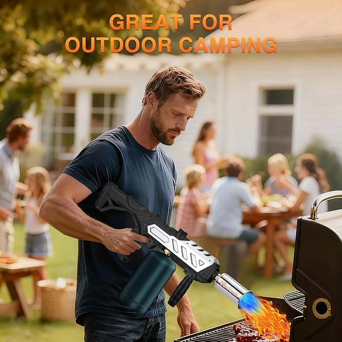 ARTFLAMM Powerful Propane Torch Gun, Kitchen Grill Torch with Detachable Design, Adjustable Flamethrower Torch Burner for Searing Steak, BBQ, Welding, Camping Charcoal Lighter(Tank Not Included)