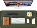 WAYBER Leather Desk Pad Protector, Waterproof Mouse Pad, PU Desk Mat, Office Desk Cover, Desk Writing Mat for Office/Home/Work/Cubicle (Green/Gray) 23.7x13.8 in