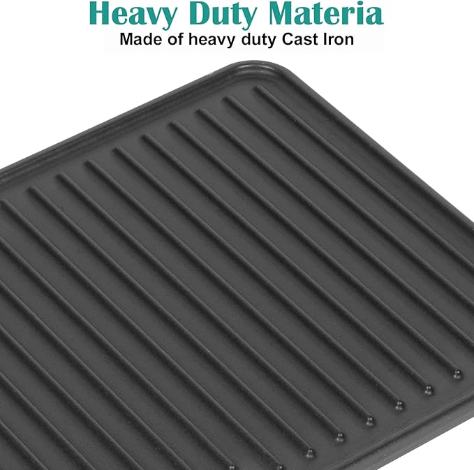 Cast Iron Grill Griddle for Weber Go-Anywhere Charcoal and Gas Grill, Flat Top Griddle Replaces 80631, 70211, 3634, 67195, 16" x 10"