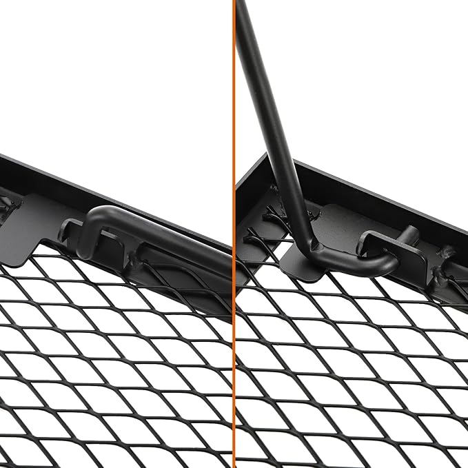 Elsjoy 17" Folding Campfire Grill Grate with Carrying Handle, Portable Camping Grill Over Fire Mesh Grate, Heavy Duty Steel Grate for Outdoor Cooking, Picnic, BBQ