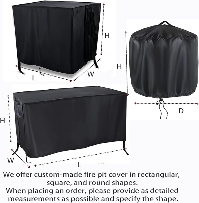 Patio Fire Pit Cover Rectangular Square Round, Firepit Cover Outdoor Waterproof Weatherproof Gas Firepit Table Cover- Customized