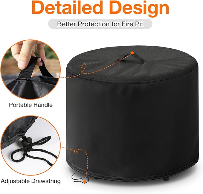 POMER Fire Pit Cover,30inch Round Fire Pit Cover for BALI OUTDOORS Gas Firepit Table Waterproof Propane Gas Fire Pit Column Cover - 30" D x 25" H