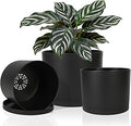 GARDIFE 10/9/8 Inch Modern Cylinder Planter, Plant Pots for Indoor Outdoor Plants, Flower Pots with Drainage Holes and Saucers for Garden Succulent Nursery House Plants (Black)