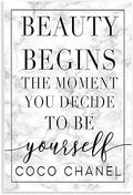 Stupell Industries 'Beauty Begins Inspiring Quote', Wall Plaque Art, 10 x 15 Inches, Easy to Hang and Sturdy, Made in USA, by Lil' Rue