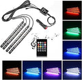 Car LED Strip Light,Uniwit 4 Pieces DC 12V 72 LED Multicolor Car Interior Music Light LED Underdash Lighting Kit with Sound Active Function and Wireless Remote Control Including Car Charger