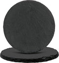 Black Nature Stone Round Coasters Set of 2, Cup Coasters Absorbent Anti-Scratch, Furniture Table Desk Drink Coaster for Office Bar Kitchen Home, Stylish Décor Protects Wood & Glass Surfaces (2 Pack)