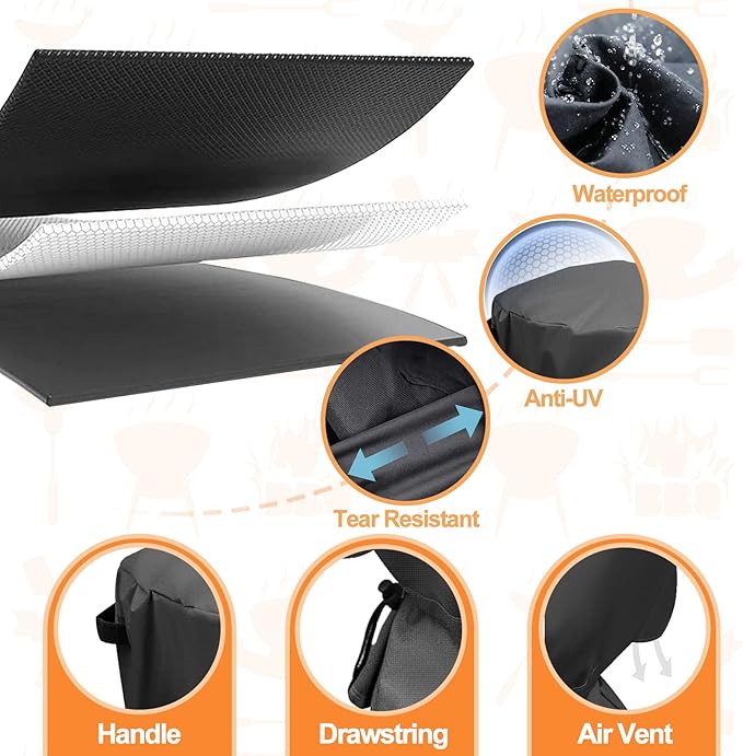 Fire Pit Cover for Cuisinart 24” Cleanburn Smokeless Fire Pit COH-800, Replacement for Cuisinart CHC-801 Cover, Durable 600D Waterproof Snowproof Rip-Resistant Polyester