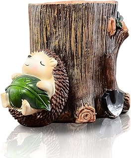 Lependor Cute Hedgehog Desk Pen Pencil Pot Holder Toothbrush Holder Resin Desktop Organizer Container Stationery Storage Office Desk Decoration Study Bookshelf Decor - Rest