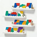 Nursery Book Shelves, Set of 4 Floating Book Shelves, Scalloped Wall Bookshelf for Bedroom, White Decor for Nursery, Baby, Toddler Room