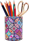 PU Leather Pen Holder, Pencil Holder Desk Organizer for Women Girls, Makeup Brush Holder, Ideal Gift for Office, Classroom, Home(circleBoho)