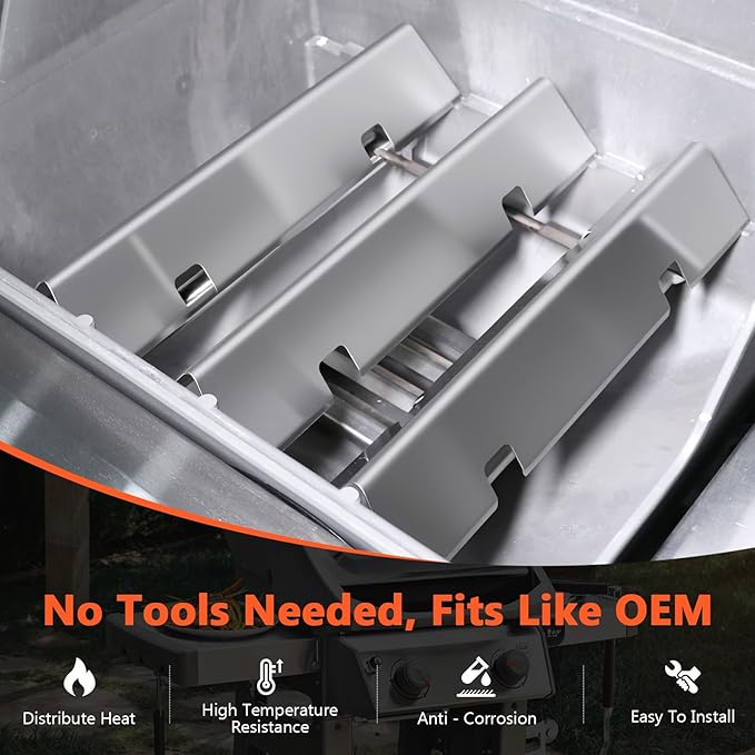 QuliMetal 15.3" Flavorizer Bars for Weber Spirit E210, E220, S210, S215, Spirit 200 & GS4 Spirit II E210, Spirit II E220 Gas Grills with Front Control, Stainless Flavorizer Bars for Weber 7635 67045