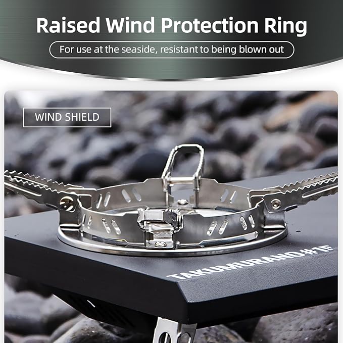 Propane camping stove, Desktop & Embed Folding Gas Stove, Household Gas Stove with Carrying Handle, Outdoor Camping Cooking Stove, 15800W, Black