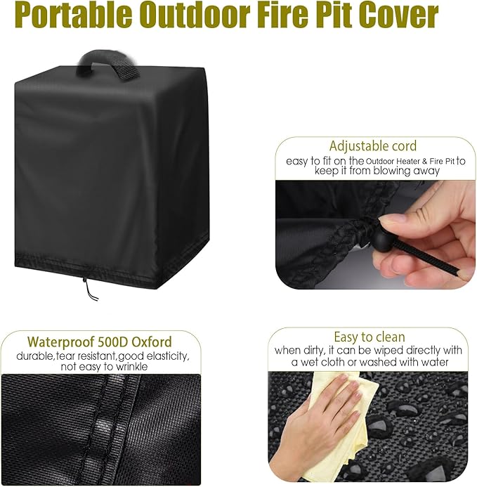 Fire Pit Table Cover for Electactic 20" Square Smokeless Propane Fire Pit Table, Waterproof Outdoor Fire Tables Fireplace Cover-20"D x 20"W x 24.5"H