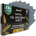 Natural Oil Blotting Sheets for Face with Bamboo Charcoal - 25% Larger - 1pk/100 Makeup Friendly Oil Absorbing Sheets for Face - Easy Dispensing Blotting Papers - Perfect for Keeping in Purse