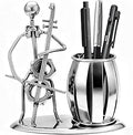 Metal Pen Holder Cello Desktop Accessories Music Decor Pen Organizer Cool Pencil Cup For Music Gifts Kids Students Office Stationary