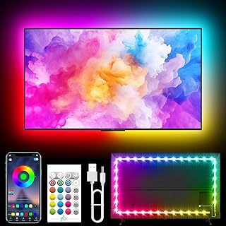 Tyute TV LED Lights, 18.0ft LED Lights for 40-75 Inch TV Behind Lighting, RGB Color Changing TV Backlight with APP & Remote Control, Music Sync USB LED Strip Light for Bedroom Gaming Room Decor