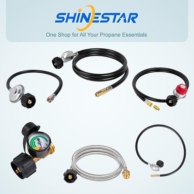 SHINESTAR 6 FT Propane Adapter Hose for Blackstone 17 & 22 Inch Tabletop Griddle, 1666 1813 1814 1971 2350 and More, Replacement Part for Blackstone Propane Regulator with Hose Connect to 5-40 LB Tank